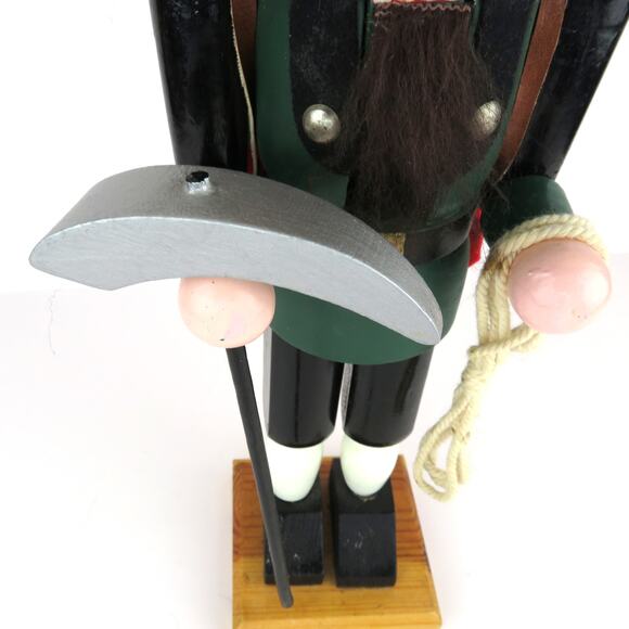 Vintage 15" Wooden Nutcracker Mountain Climber Green Hat Red Pack Germany Style - Picture 11 of 12